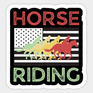 Horse Riding Team Vintage American Flag Sticker